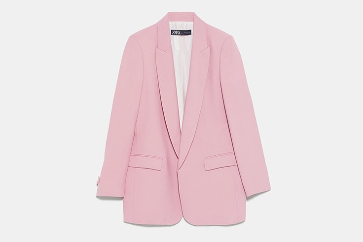 chaqueta americana color rosa zara