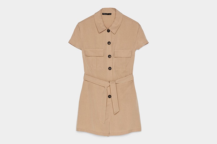 mono camisero beige bershka