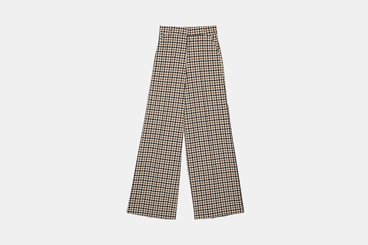 pantalon de traje ancho con estampado de cuadros de zara Black Friday 2019