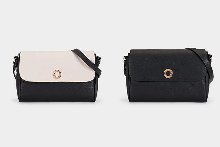 Bolso bandolera con solapa reversible en blanco y negro de Parfois
