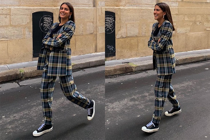 claudia gibello estilo instagram traje cuadros sfera