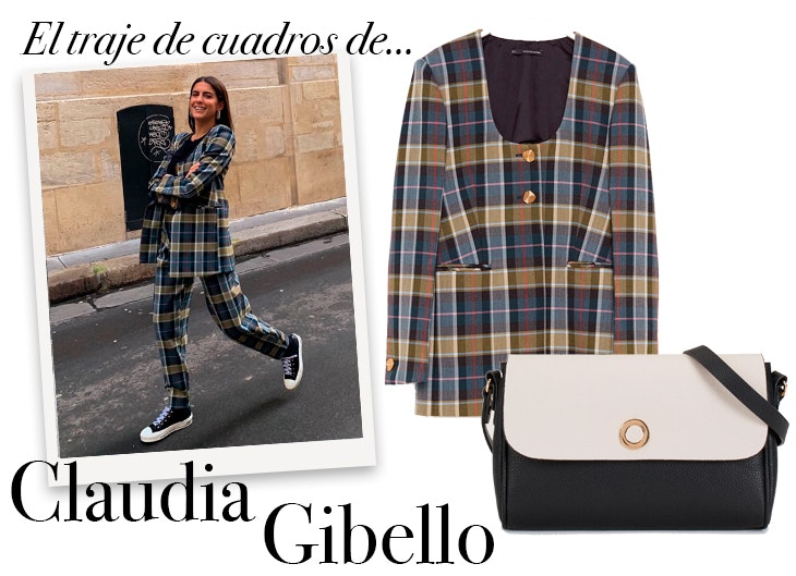 Sabemos de dónde es el traje de cuadros de Claudia Gibello