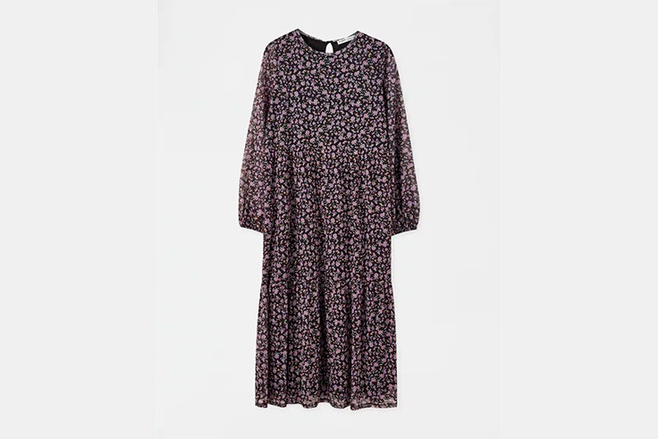 vestido midi lila de flores de pull and bear vestidos de invierno