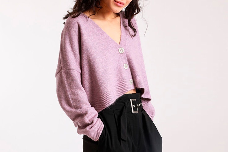 Chaqueta de punto en color lila de Pimkie