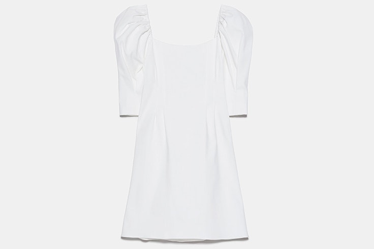 Vestido blanco con mangas abullonadas novedades de zara primavera verano