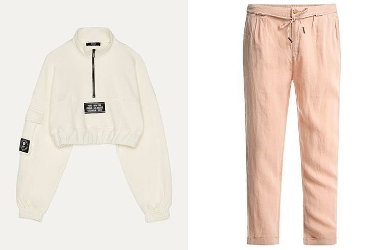 Sudadera blanca de Bershka Pantalón beige de Salsa Jeans