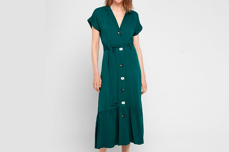 todos volvemos mejores verano 2020 Vestido midi camisero en color verde cortefiel