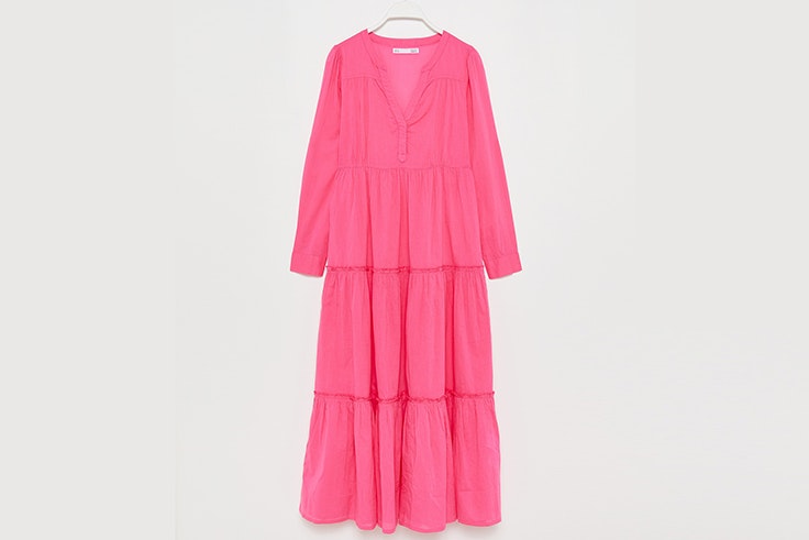 Vestido largo en color rosa fucsia de Sfera ana soria