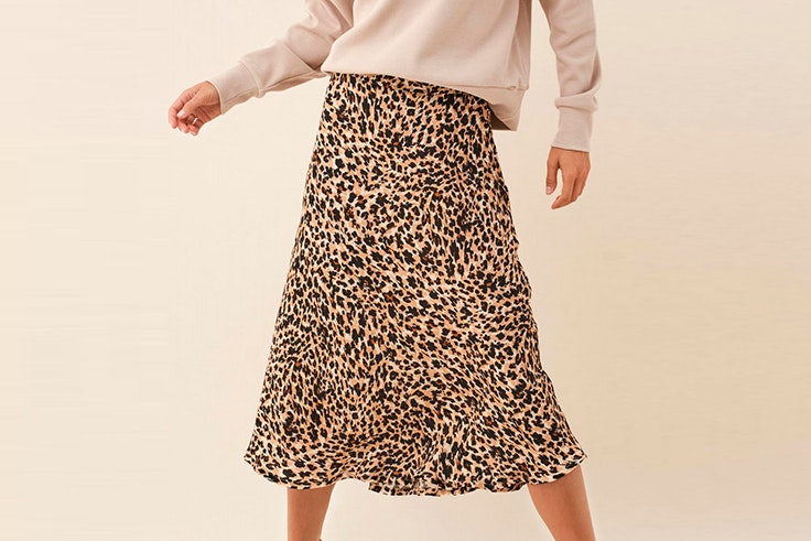Falda midi con estampado de leopardo de Salsa