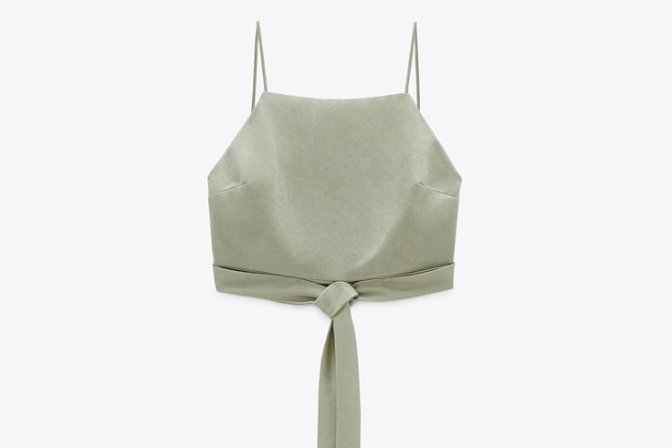 Top verde con lazo de Zara - 12,95 €