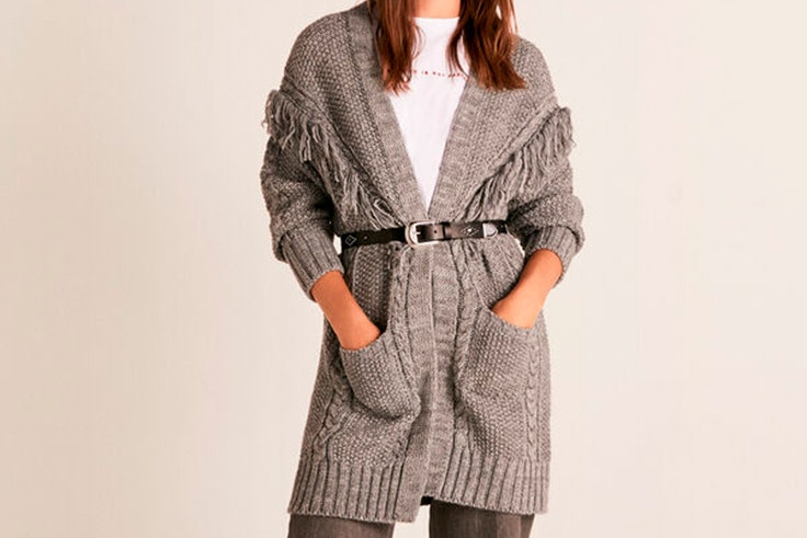 sara carbonero cardigan gris flecos cortefiel slow love