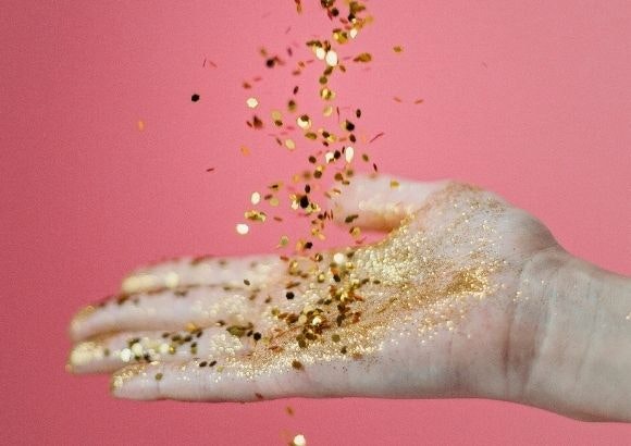 Manicura purpurina Navidad